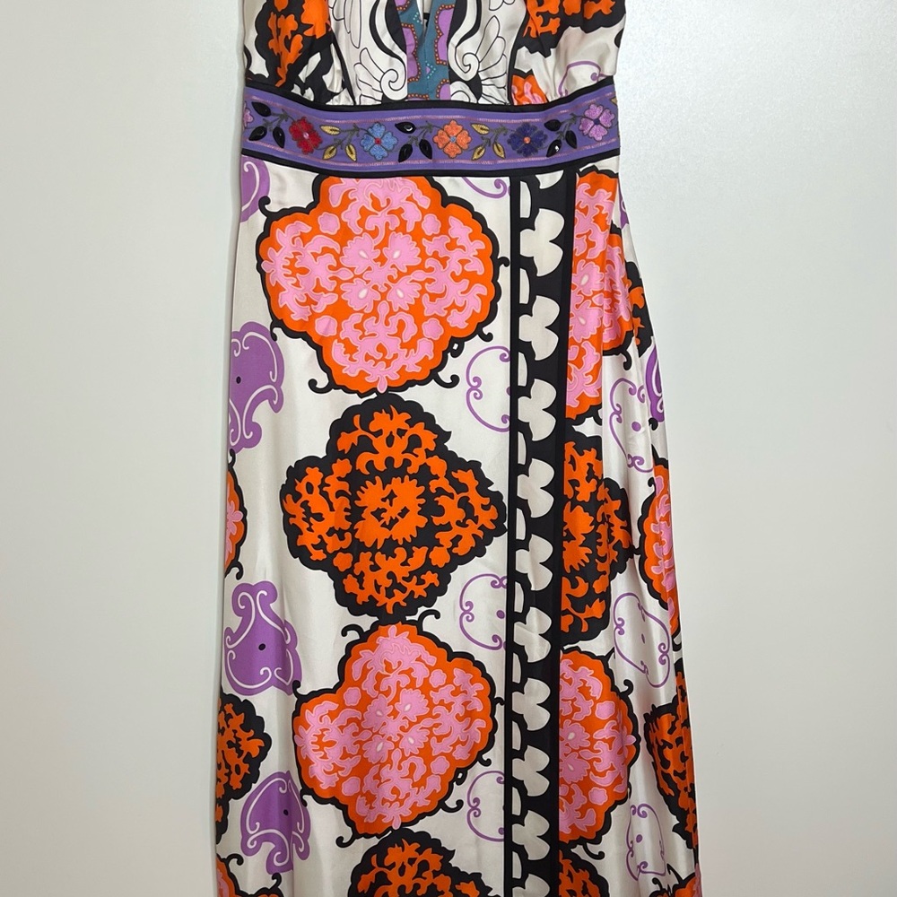 Orange and Purple Strapless Maxi Sundress